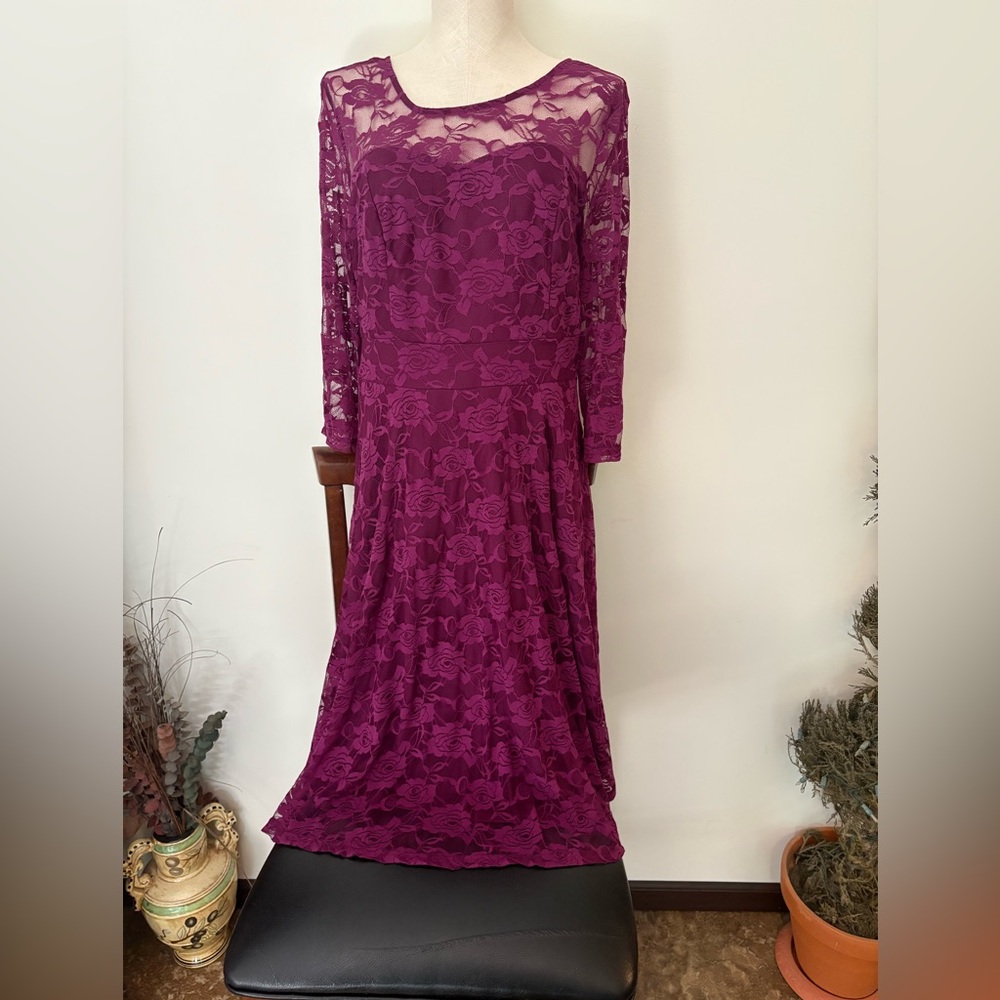Elegant Purple Lace Dress
